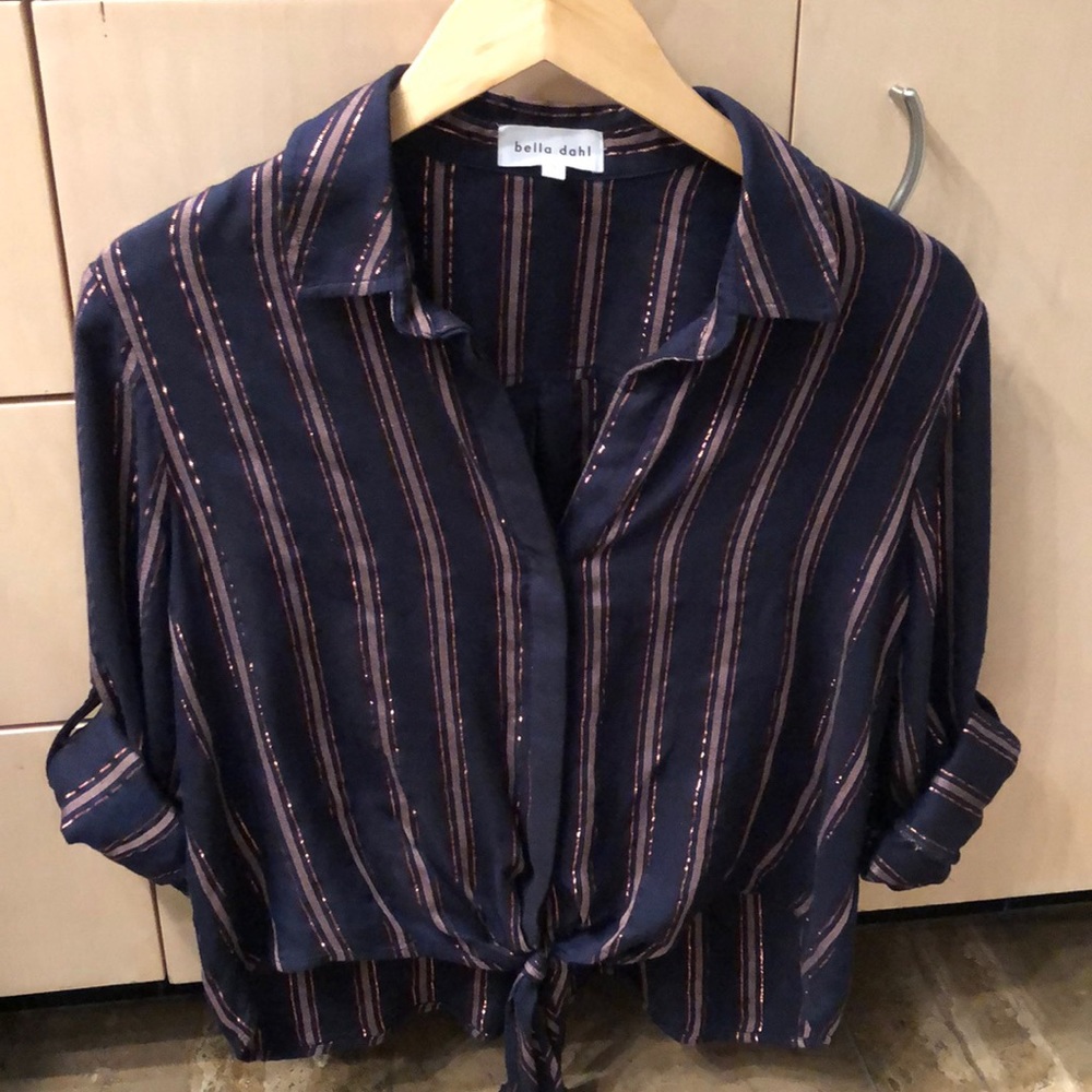 Bella Dahl Striped Navy & Shiny Top
